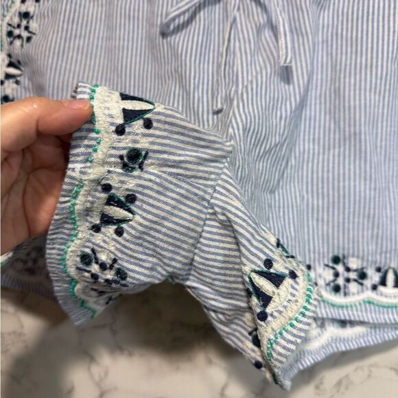 Vineyard Vines Blue White Pin Stripe Embroidered Pull On Cotton Shorts Size L - Picture 4 of 9